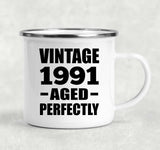 33rd Birthday Vintage 1991 Aged Perfectly - 12oz Camping Mug