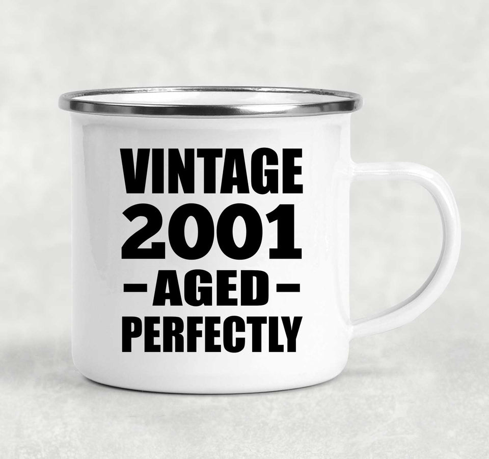 23rd Birthday Vintage 2001 Aged Perfectly - 12oz Camping Mug