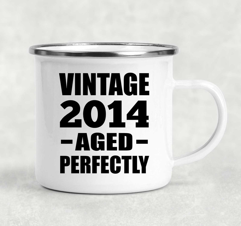 10th Birthday Vintage 2014 Aged Perfectly - 12oz Camping Mug