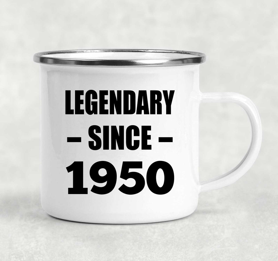 74th Birthday Legendary Since 1950 - 12oz Camping Mug