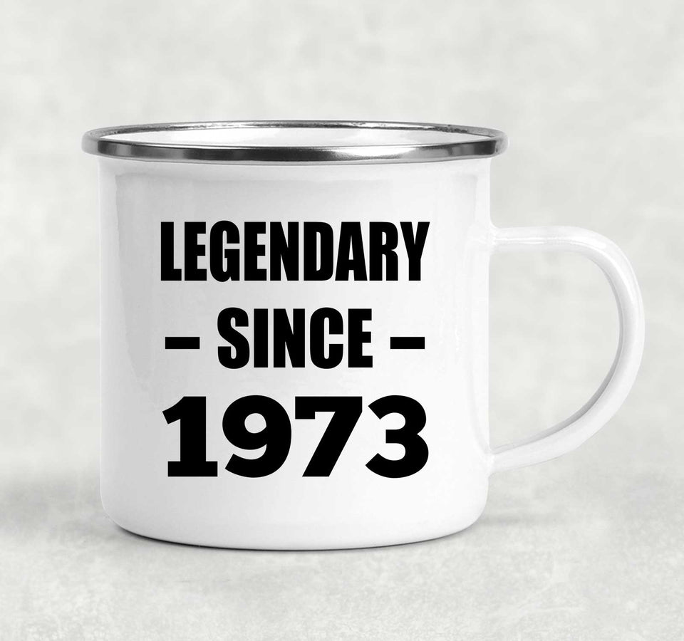 51st Birthday Legendary Since 1973 - 12oz Camping Mug