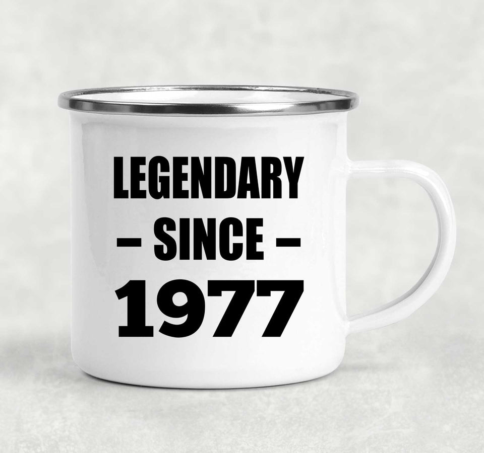 47th Birthday Legendary Since 1977 - 12oz Camping Mug