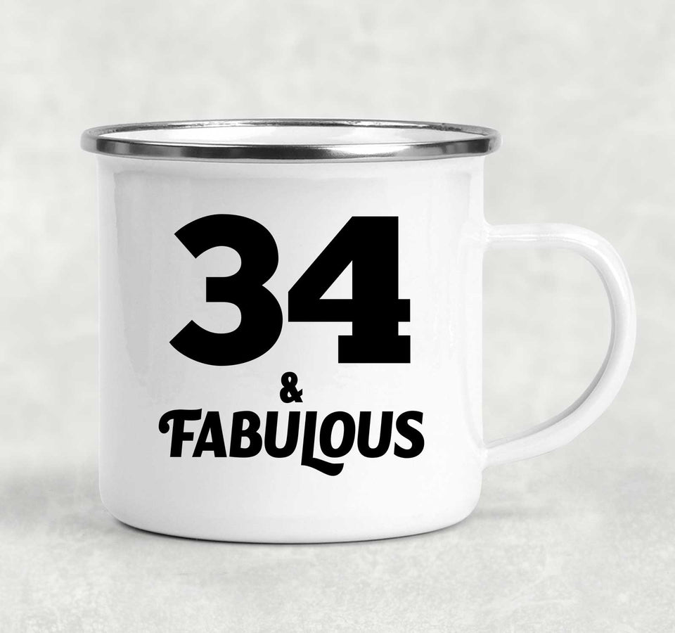 34th Birthday 34 & Fabulous - 12oz Camping Mug