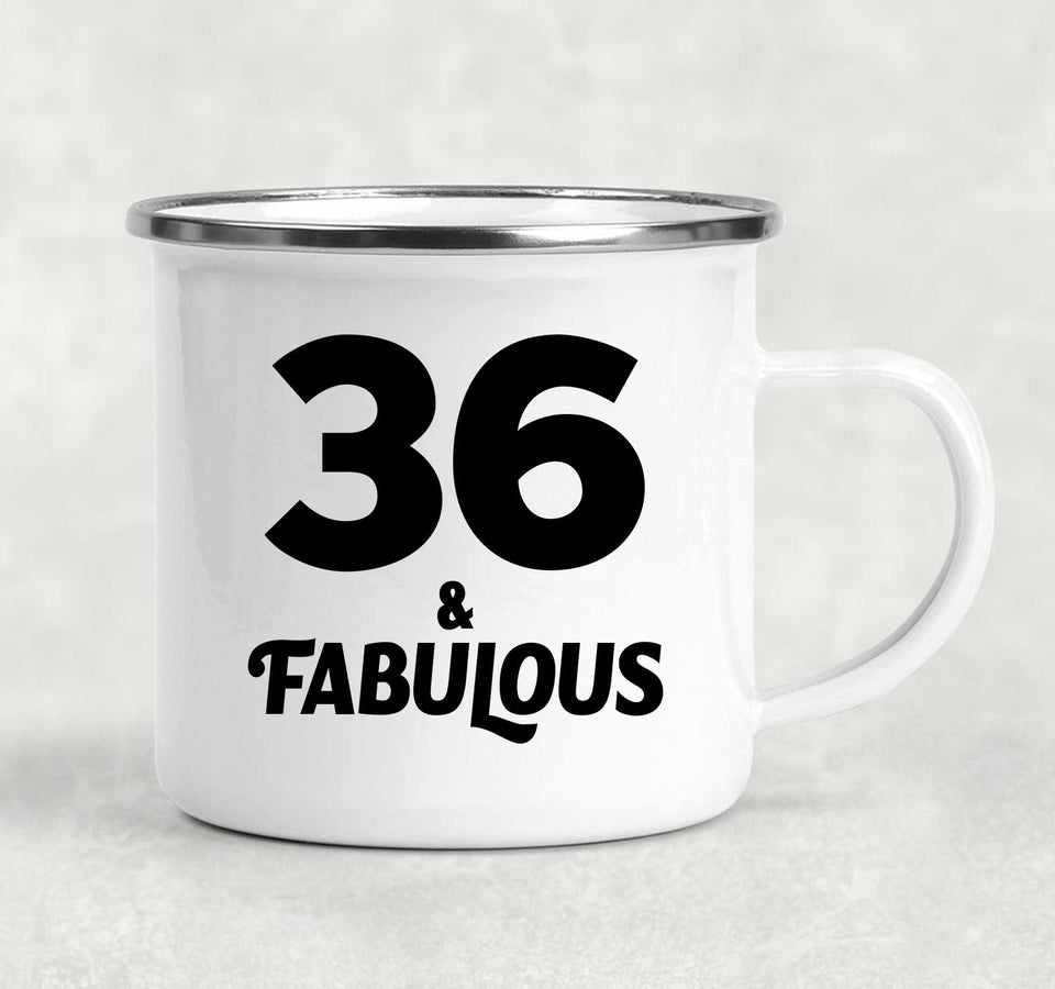 36th Birthday 36 & Fabulous - 12oz Camping Mug