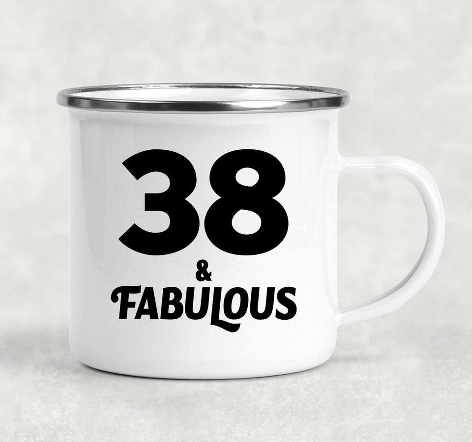 38th Birthday 38 & Fabulous - 12oz Camping Mug