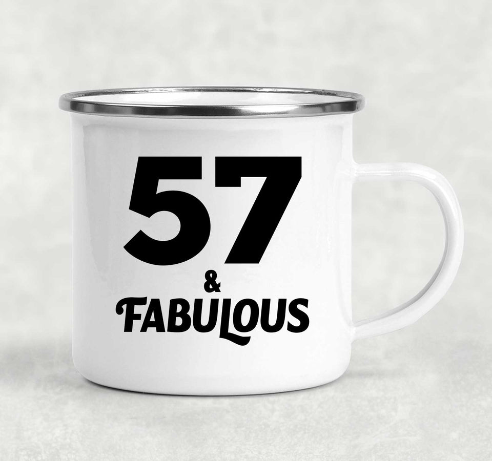 57th Birthday 57 & Fabulous - 12oz Camping Mug
