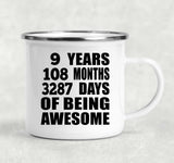 9th Birthday 9 Years 108 Months 3287 Days Of Awesome - 12oz Camping Mug