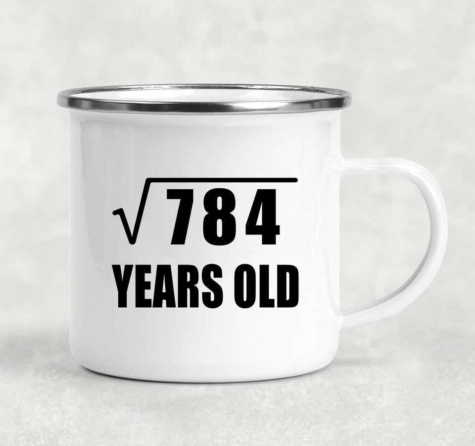 28th Birthday Square Root of 784 Years Old - 12oz Camping Mug