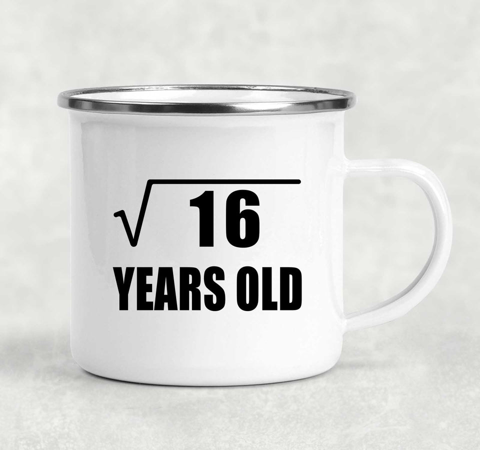 4th Birthday Square Root of 16 Years Old - 12oz Camping Mug