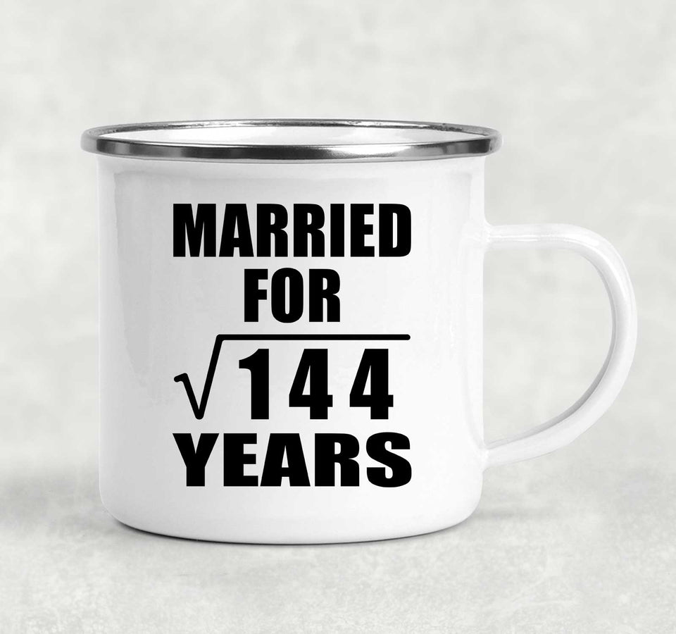 12th Anniversary Married For Square Root of 144 Years - 12oz Camping Mug