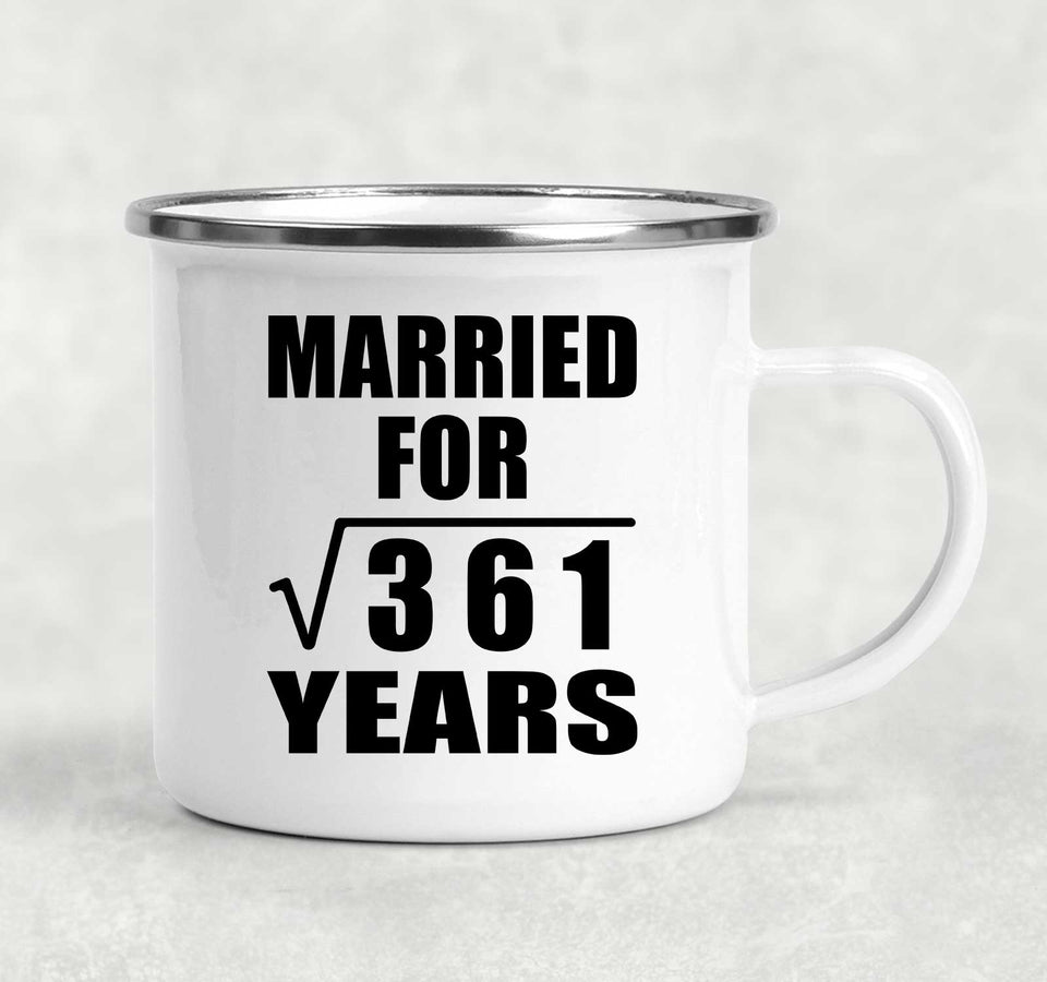 19th Anniversary Married For Square Root of 361 Years - 12oz Camping Mug