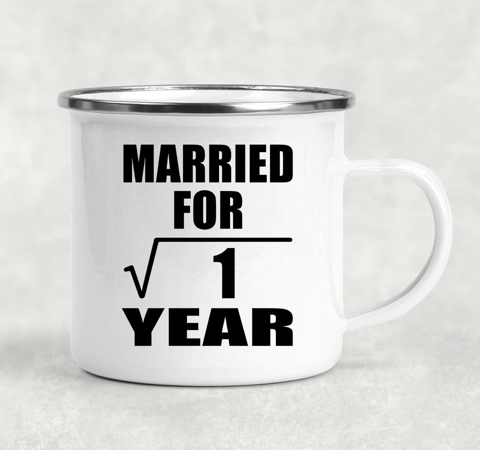 1st Anniversary Married For Square Root of 1 Year - 12oz Camping Mug