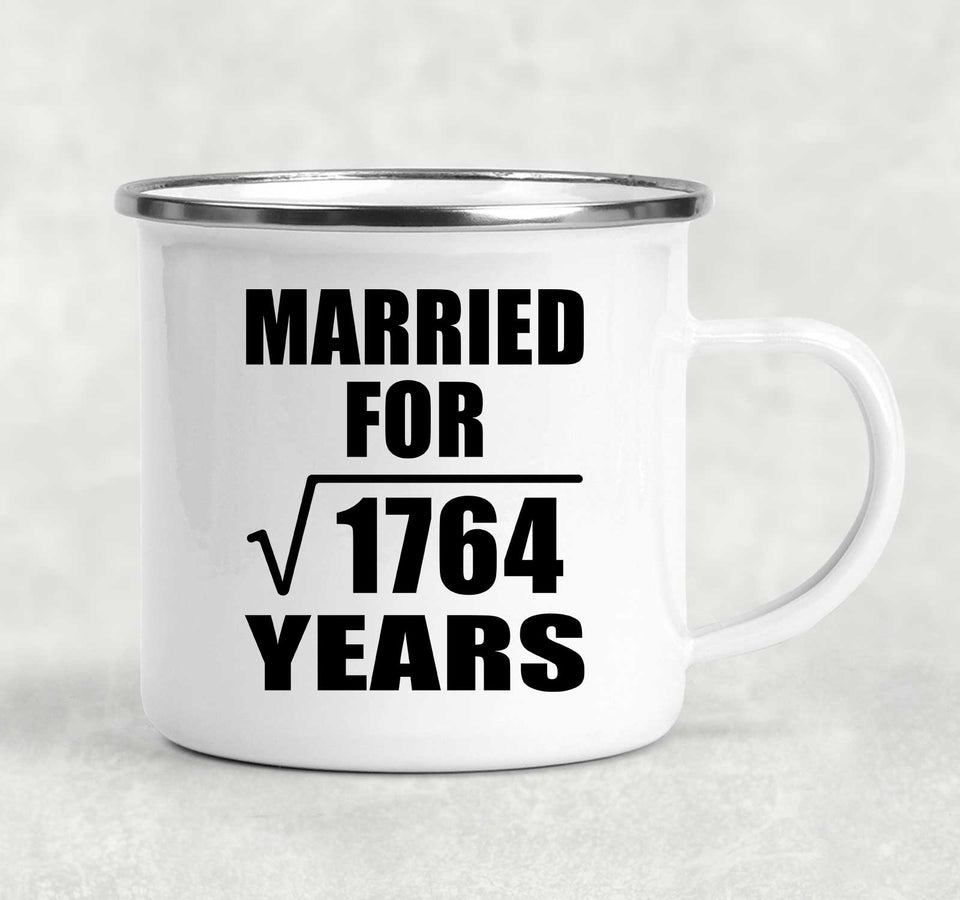 42nd Anniversary Married For Square Root of 1764 Years - 12oz Camping Mug