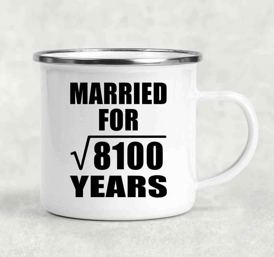 90th Anniversary Married For Square Root of 8100 Years - 12oz Camping Mug