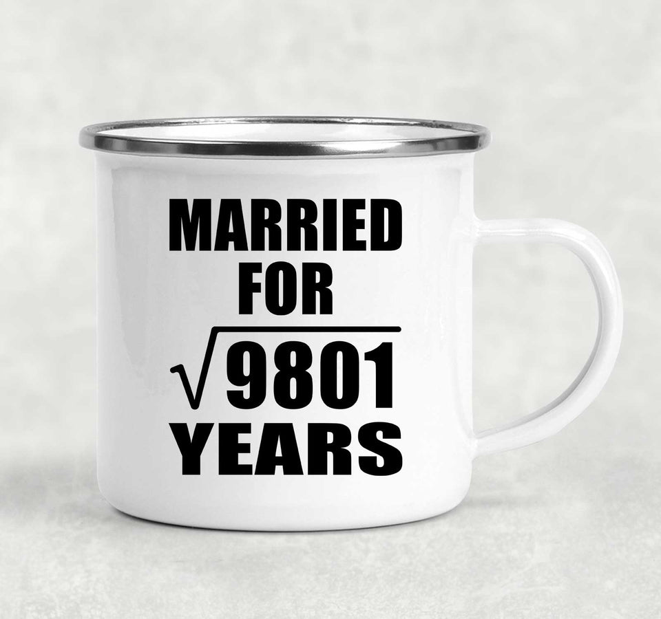 99th Anniversary Married For Square Root of 9801 Years - 12oz Camping Mug