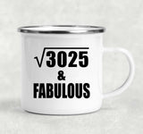 55th Birthday Square Root of 3025 & Fabulous - 12oz Camping Mug