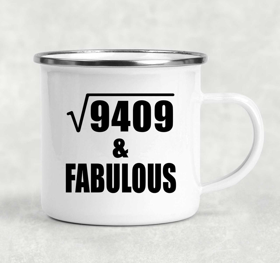 97th Birthday Square Root of 9409 & Fabulous - 12oz Camping Mug