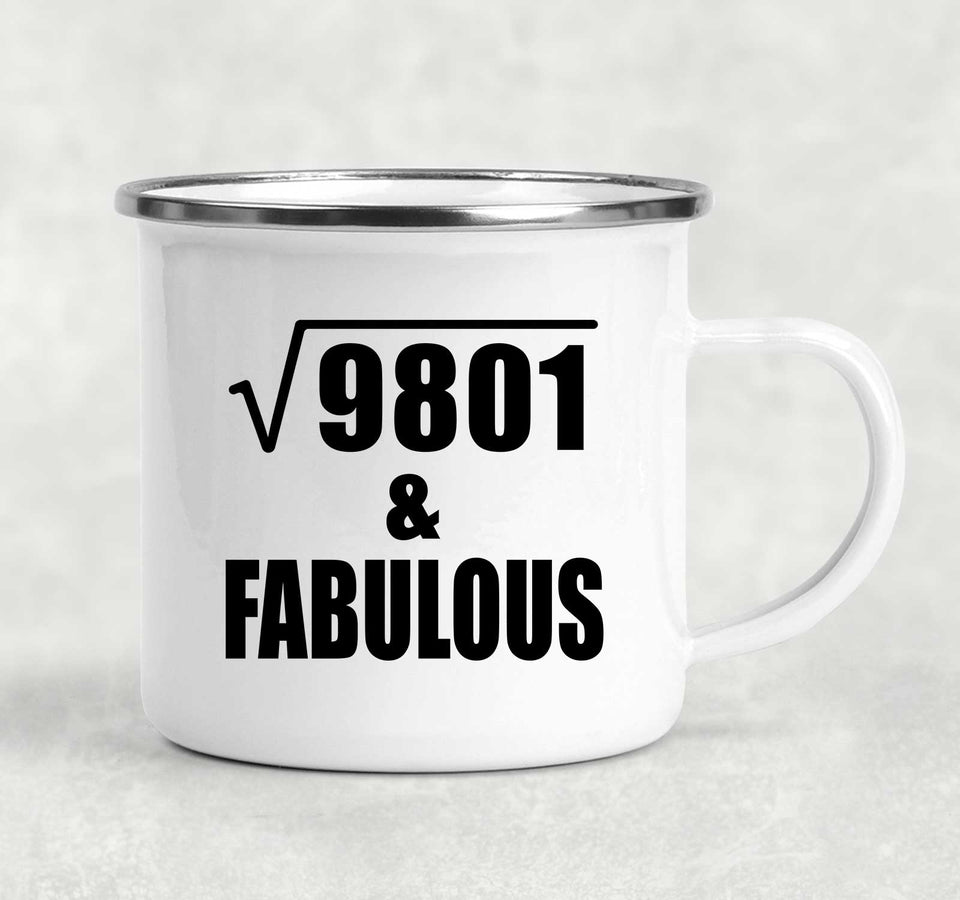 99th Birthday Square Root of 9801 & Fabulous - 12oz Camping Mug