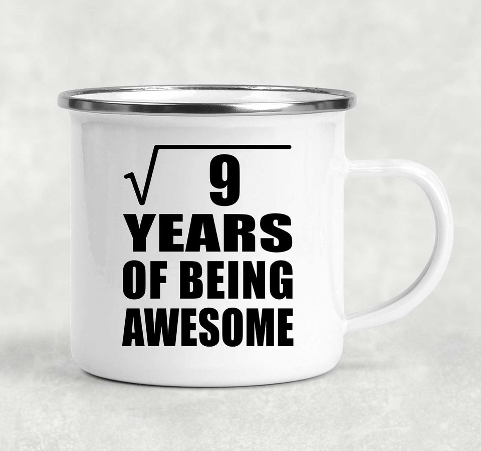 3rd Birthday Square Root of 9 Years of Being Awesome - 12oz Camping Mug