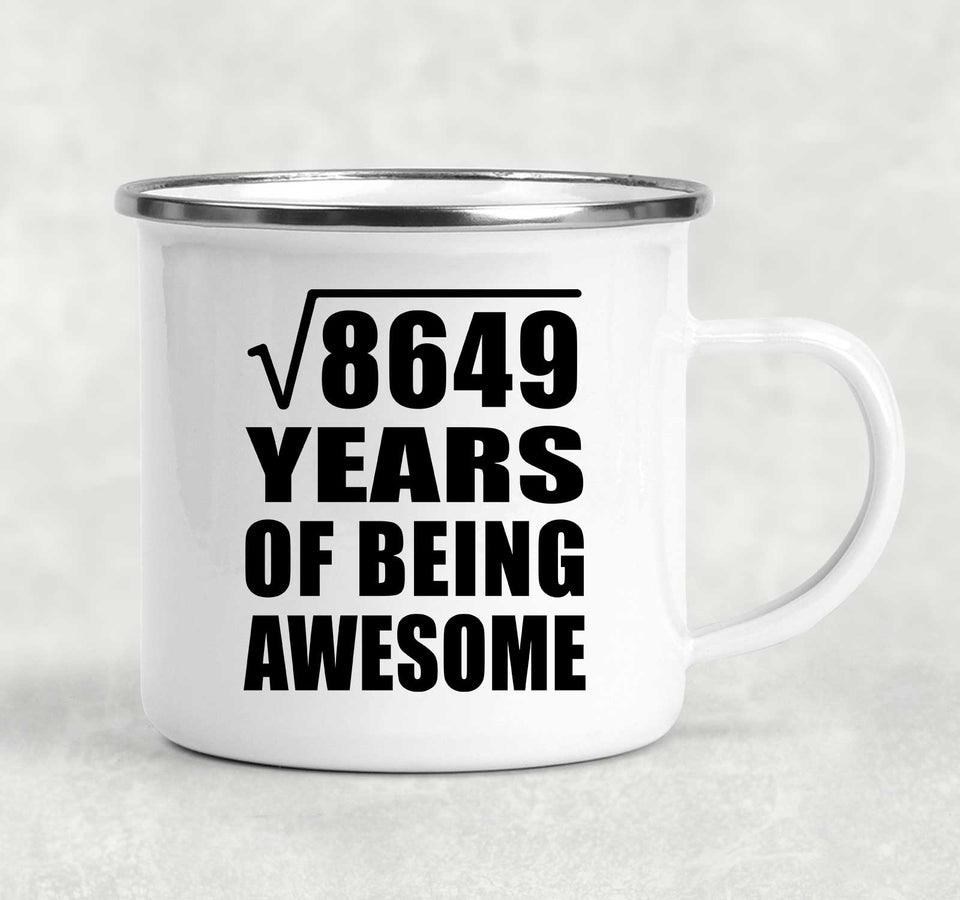 93rd Birthday Square Root of 8649 Years of Being Awesome - 12oz Camping Mug