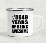 93rd Birthday Square Root of 8649 Years of Being Awesome - 12oz Camping Mug