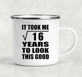 4th Birthday Took Square Root of 16 Years To Look Good - 12oz Camping Mug