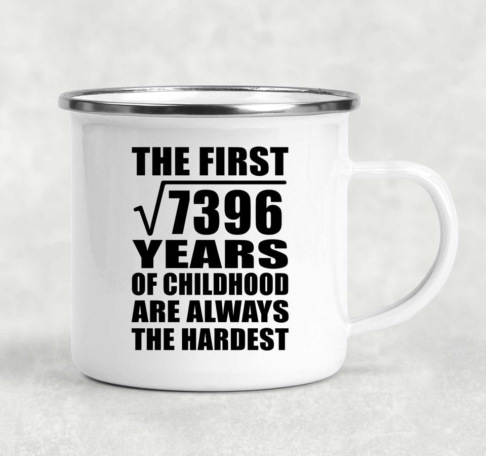 86th Birthday Square Root of 7396 Years of Childhood - 12oz Camping Mug