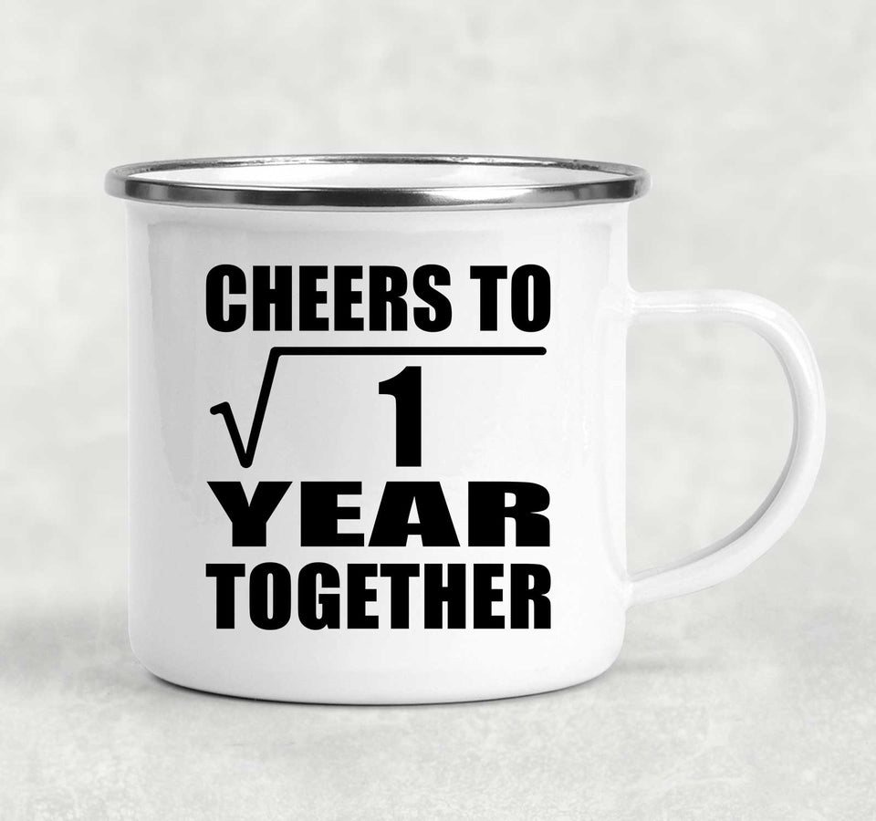 1st Anniversary Cheers To  Square Root of 1 Year Together - 12oz Camping Mug