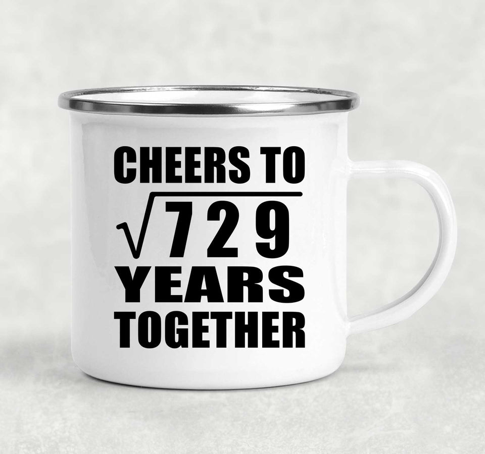 27th Anniversary Cheers To Square Root of 729 Years Together - 12oz Camping Mug