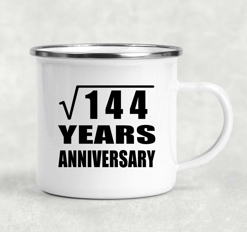 12th Anniversary Square Root of 144 Years Anniversary - 12oz Camping Mug