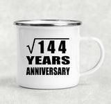12th Anniversary Square Root of 144 Years Anniversary - 12oz Camping Mug