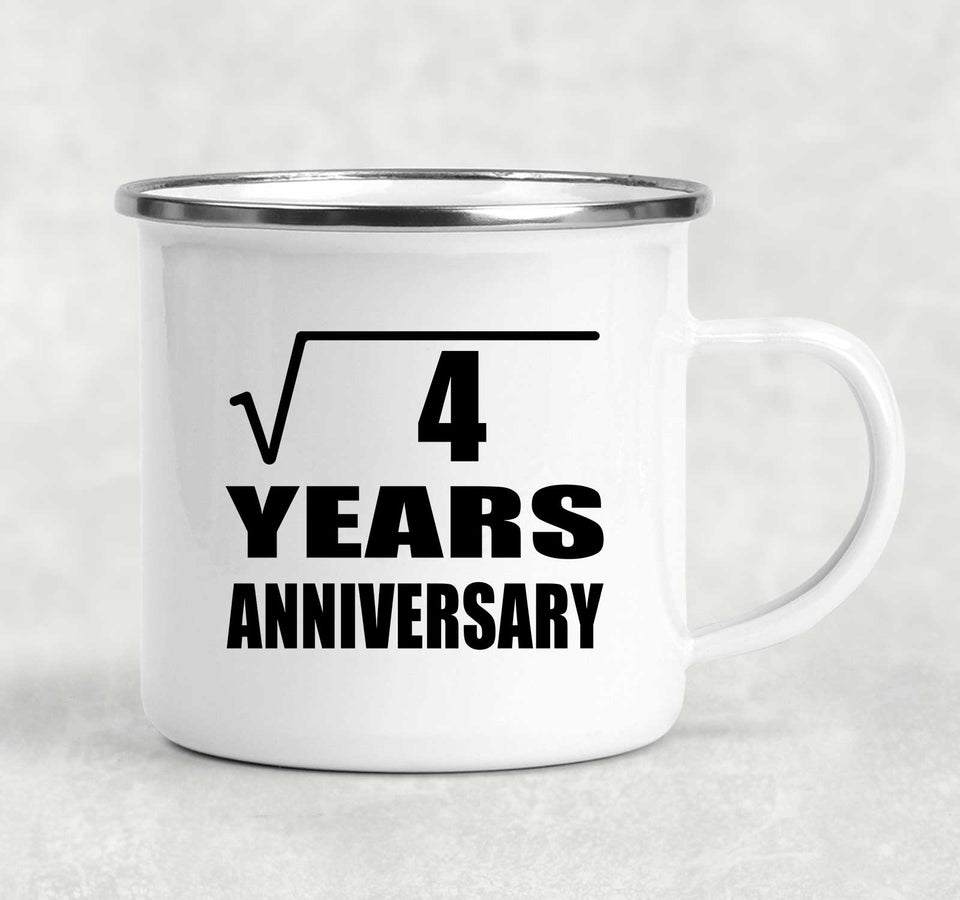 2nd Anniversary Square Root of 4 Years Anniversary - 12oz Camping Mug