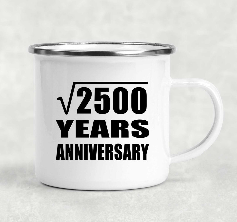 50th Anniversary Square Root of 2500 Years Anniversary - 12oz Camping Mug