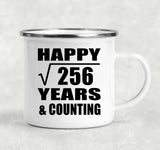 Happy 16th Anniversary Square Root of 256 Years & Counting - 12oz Camping Mug