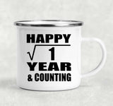 Happy 1st Anniversary Square Root of 1 Year & Counting - 12oz Camping Mug
