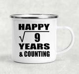 Happy 3rd Anniversary Square Root of 9 Years & Counting - 12oz Camping Mug