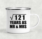 11th Anniversary Square Root of 121 Years As Mr & Mrs - 12oz Camping Mug