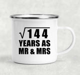 12th Anniversary Square Root of 144 Years As Mr & Mrs - 12oz Camping Mug