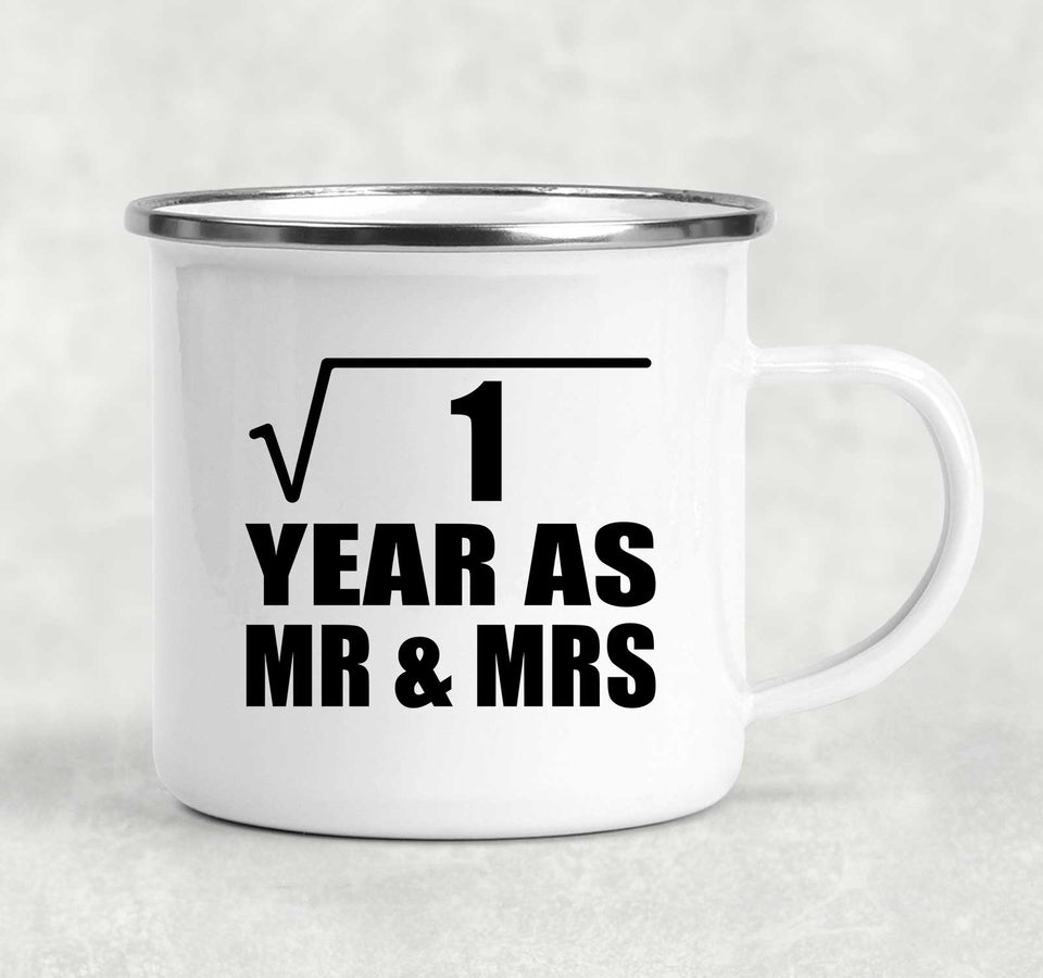 1st Anniversary Square Root of 1 Year As Mr & Mrs - 12oz Camping Mug
