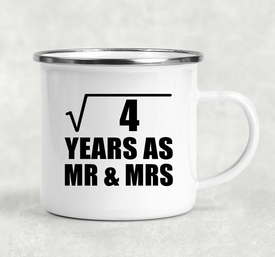 2nd Anniversary Square Root of 4 Years As Mr & Mrs - 12oz Camping Mug