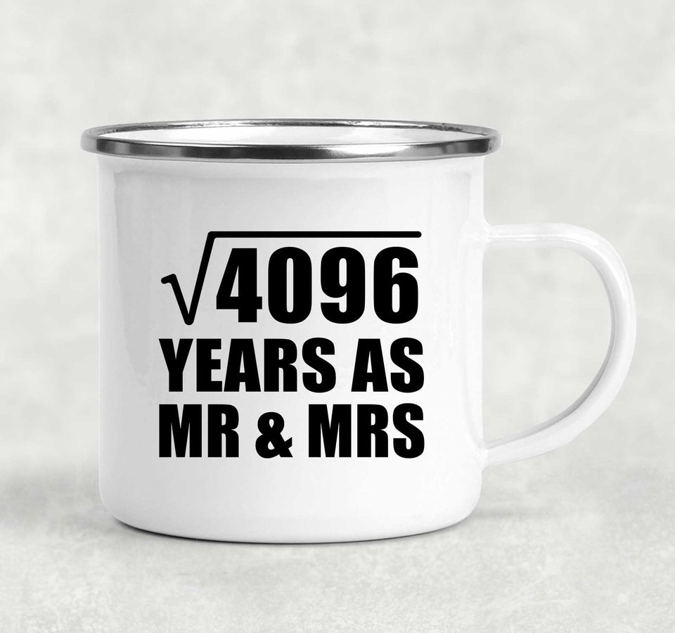 64th Anniversary Square Root of 4096 Years As Mr & Mrs - 12oz Camping Mug