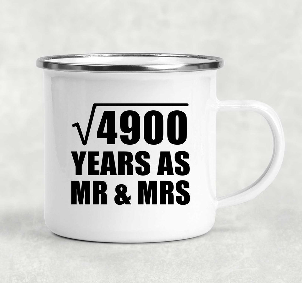70th Anniversary Square Root of 4900 Years As Mr & Mrs - 12oz Camping Mug