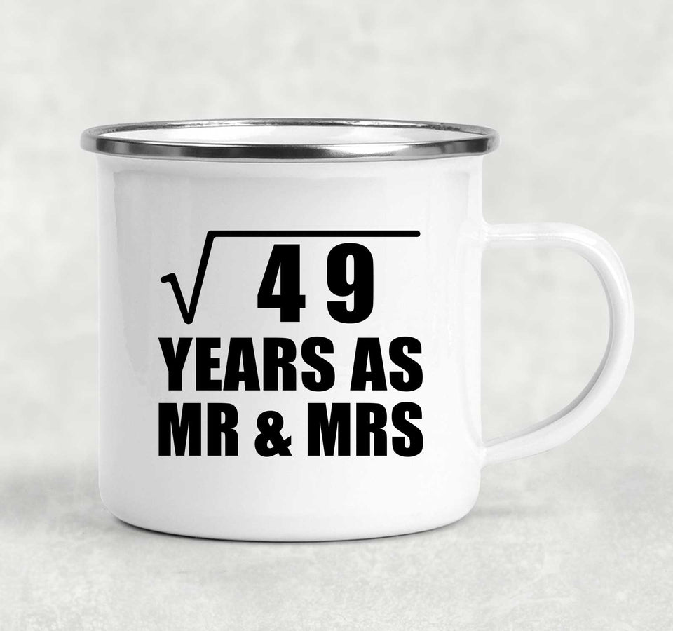 7th Anniversary Square Root of 49 Years As Mr & Mrs - 12oz Camping Mug