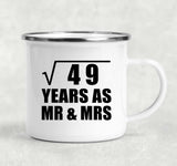 7th Anniversary Square Root of 49 Years As Mr & Mrs - 12oz Camping Mug