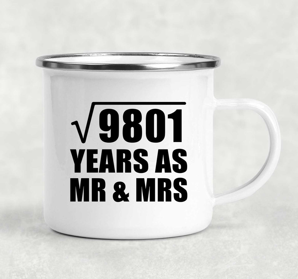 99th Anniversary Square Root of 9801 Years As Mr & Mrs - 12oz Camping Mug