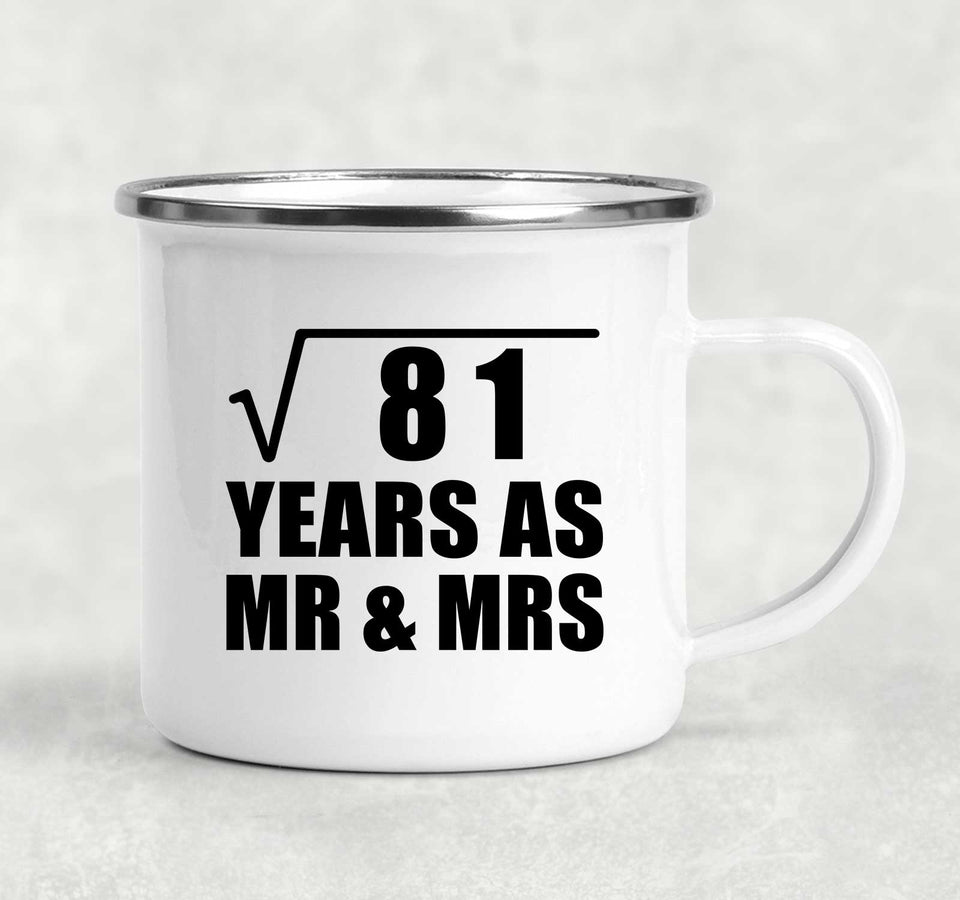 9th Anniversary Square Root of 81 Years As Mr & Mrs - 12oz Camping Mug