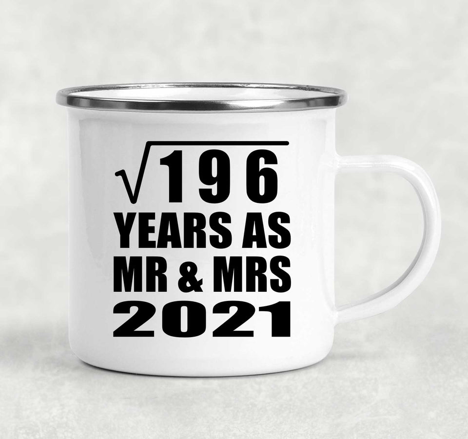 14th Anniversary Square Root of 196 Years As Mr & Mrs 2021 - 12oz Camping Mug