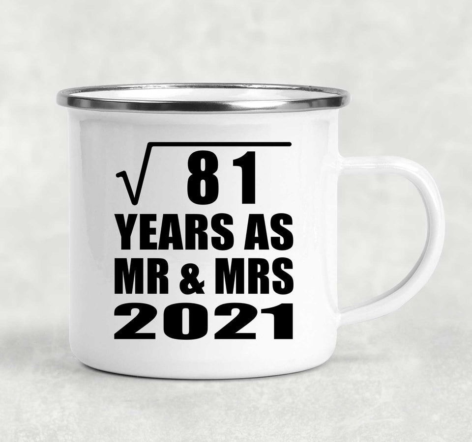 9th Anniversary Square Root of 81 Years As Mr & Mrs 2021 - 12oz Camping Mug