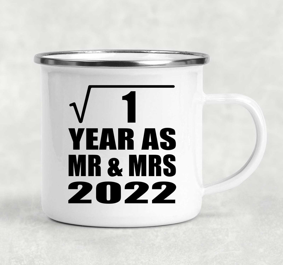 1st Anniversary Square Root of 1 Year As Mr & Mrs 2022 - 12oz Camping Mug