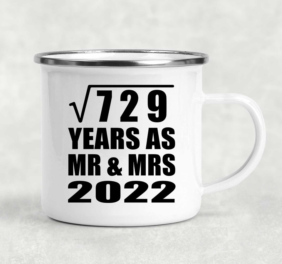 27th Anniversary Square Root of 729 Years As Mr & Mrs 2022 - 12oz Camping Mug